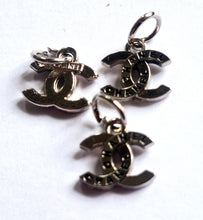 Load image into Gallery viewer, 12 mm stamped buttons,pendant, silver metal, black lettering
