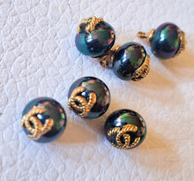 Load image into Gallery viewer, 10 mm buttons,resin,metal ,pendant,opalescent
