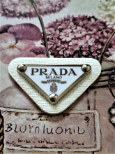 Load image into Gallery viewer, 48 mm Prada Leather Patch white,silver metal buttons,pendant
