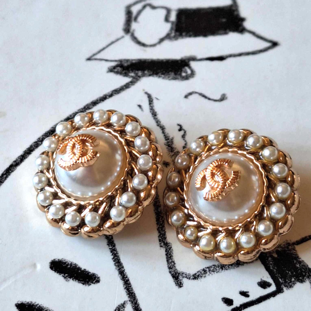 23mm buttons, , gold,metal,faux perlen