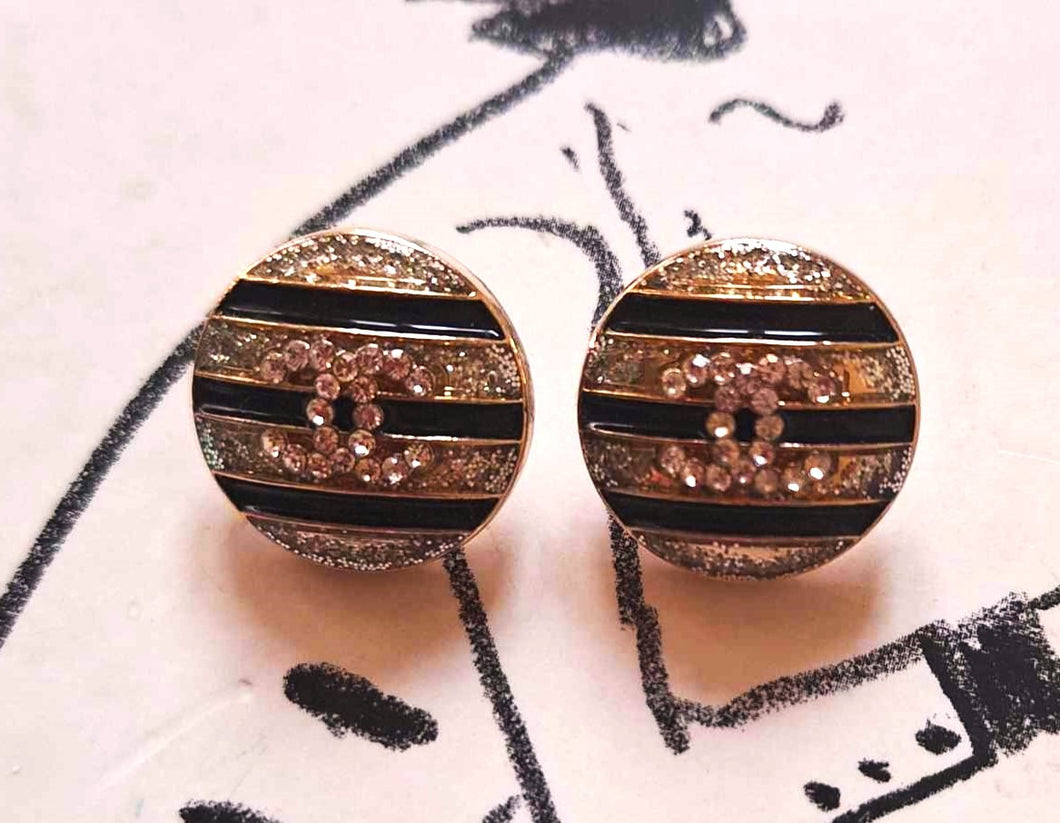 18 mm stamped  buttons, gripox,zirkonia black,gold metal,