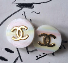 Load image into Gallery viewer, 25 mm buttons, stamped gold,metal,,resin , iridescent, rainbow
