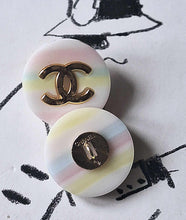 Load image into Gallery viewer, 25 mm buttons, stamped gold,metal,,resin , iridescent, rainbow

