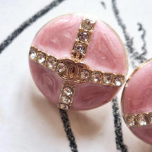 Load image into Gallery viewer, 18 mm stamped  buttons, gripox,zirkonia ecru,gold metal, opalescent,pink
