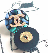 Load image into Gallery viewer, 22 mm stamped buttons,resin ,opalescent,zirkonia
