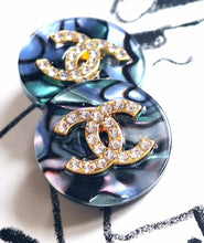 Load image into Gallery viewer, 22 mm stamped buttons,resin ,opalescent,zirkonia
