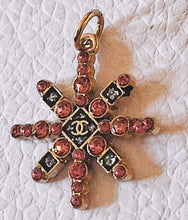 Load image into Gallery viewer, 27 mm   buttons  ,pendant,stamped,gold metal, zirkonia
