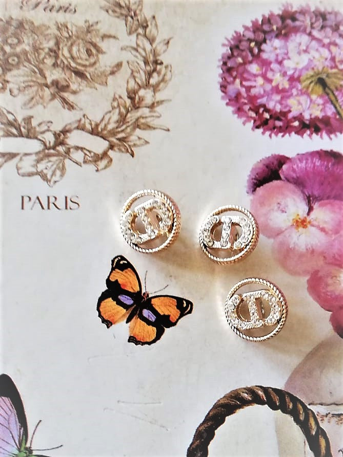 11 mm buttons,gold metal,zirkonia-Dior