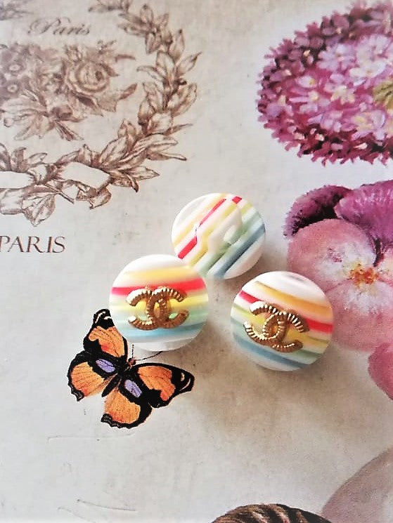 12 mm rainbow buttons,resin,metal