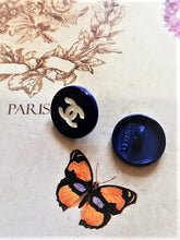 Load image into Gallery viewer, 12 mm stamped  navy blue,buttons,resin
