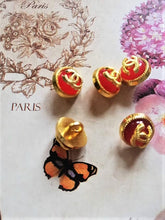 Load image into Gallery viewer, 11 mm buttons,resin, gold metal,red
