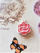 Load image into Gallery viewer, 14 mm stamped, camellia buttons,pendant,emaille metal
