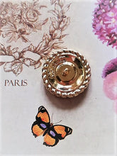 Load image into Gallery viewer, 20 mm stamped navy blue, buttons,gold metal
