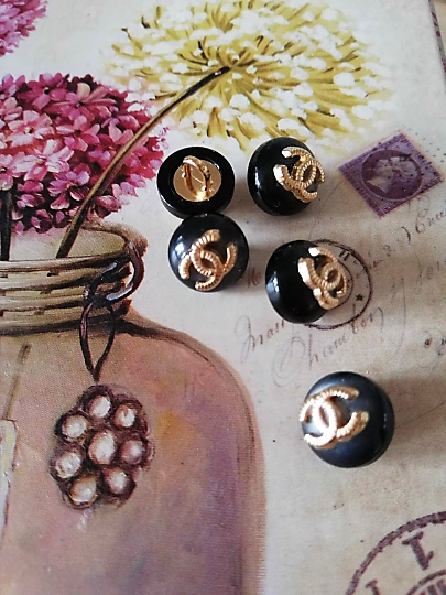 10 mm buttons black perlen