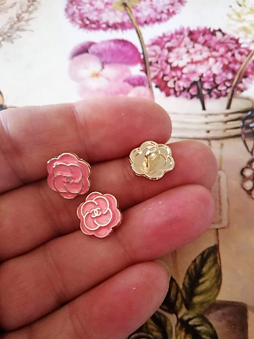 12 mm camellia buttons,metal,emaille