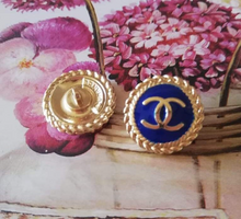 Load image into Gallery viewer, 16mm stamped,navy blue buttons,metal,emaille
