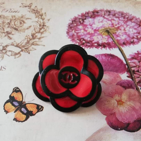 30 mm  buttons,camellia,metal,emaille